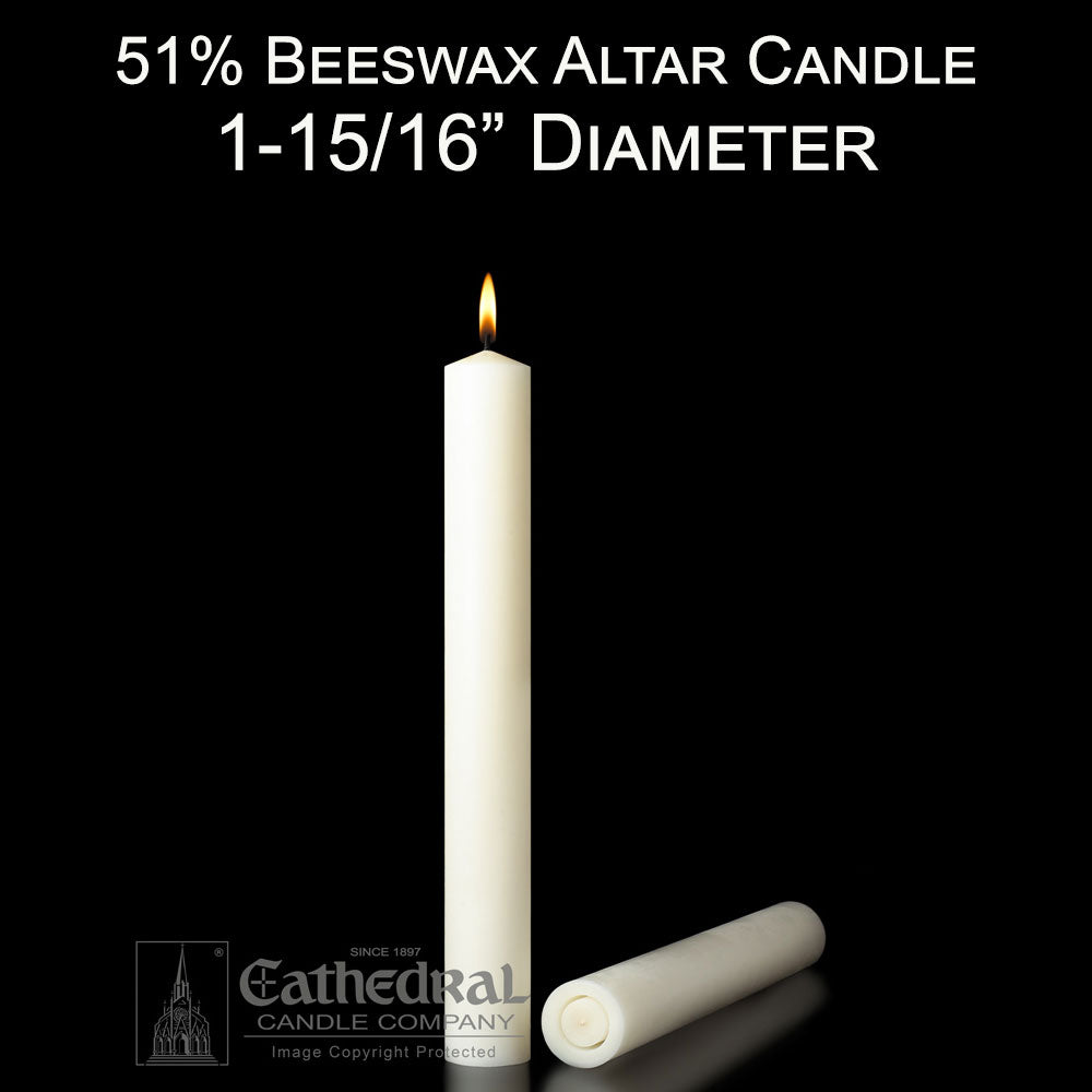 51% Beeswax Altar Candle | 1-15/16" Diameter