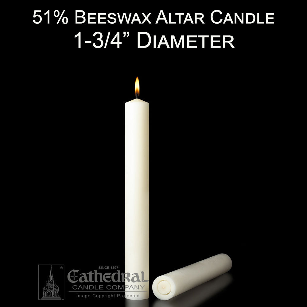 51% Beeswax Altar Candle | 1-3/4" Diameter