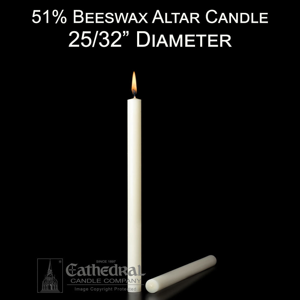 51% Beeswax Altar Candle | 25/32" Diameter