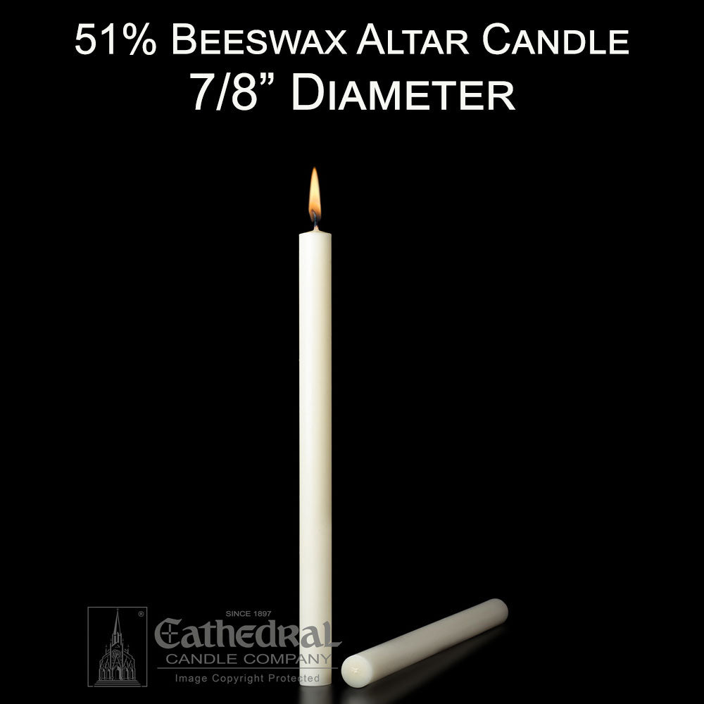 51% Beeswax Altar Candle | 7/8" Diameter