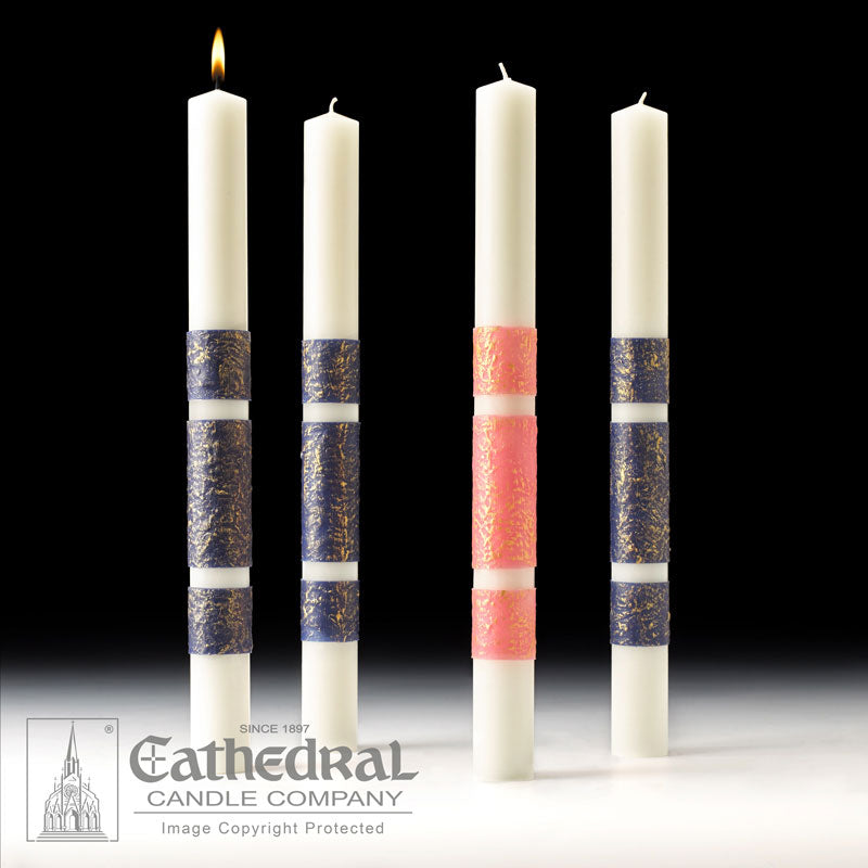 Artisan Wax Advent Candles | 3 Blue 1 Rose | 51% Beeswax