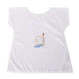 Baptism Bib with Embroidered Dove | Alpha Omega Candle | Water Motif
