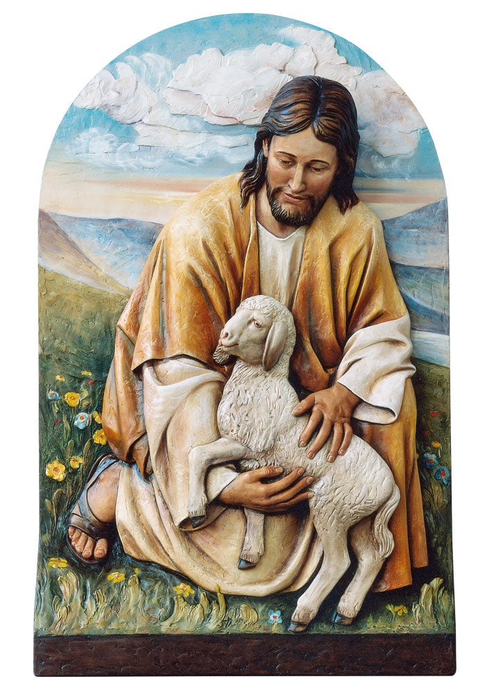 Jesus Holding Lamb Statue | Demetz