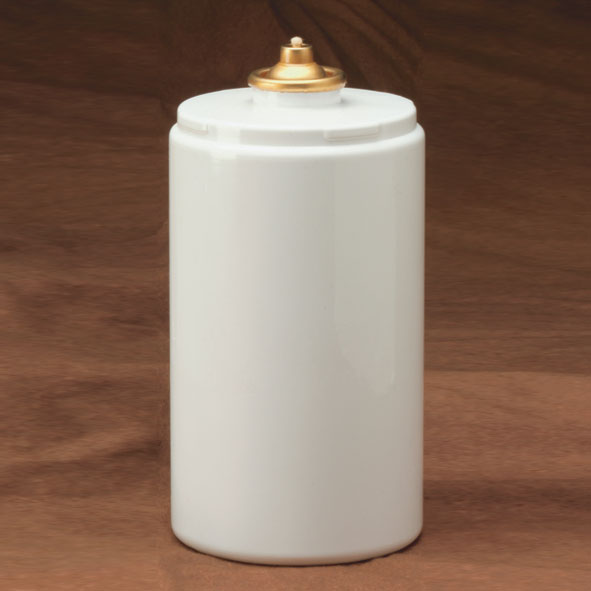 Liquid Paraffin Oil Disposable Container (Case of 24) Fits the 3-1/2  Diameter Altar Candle Shell - Lux Mundi Brand