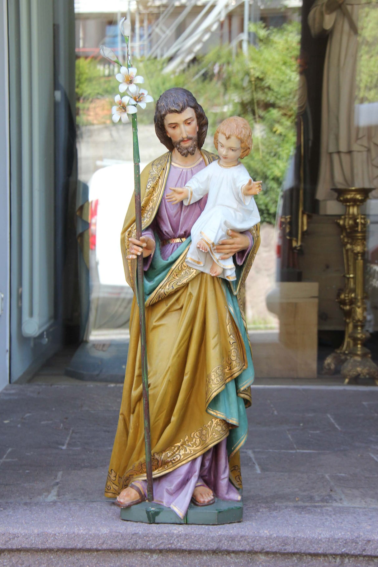 St Joseph with Child Jesus | Wood Carved Statue