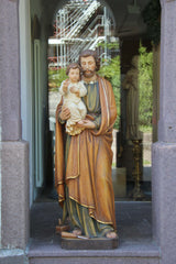 St Joseph with Child Jesus | Wood Carved Statue