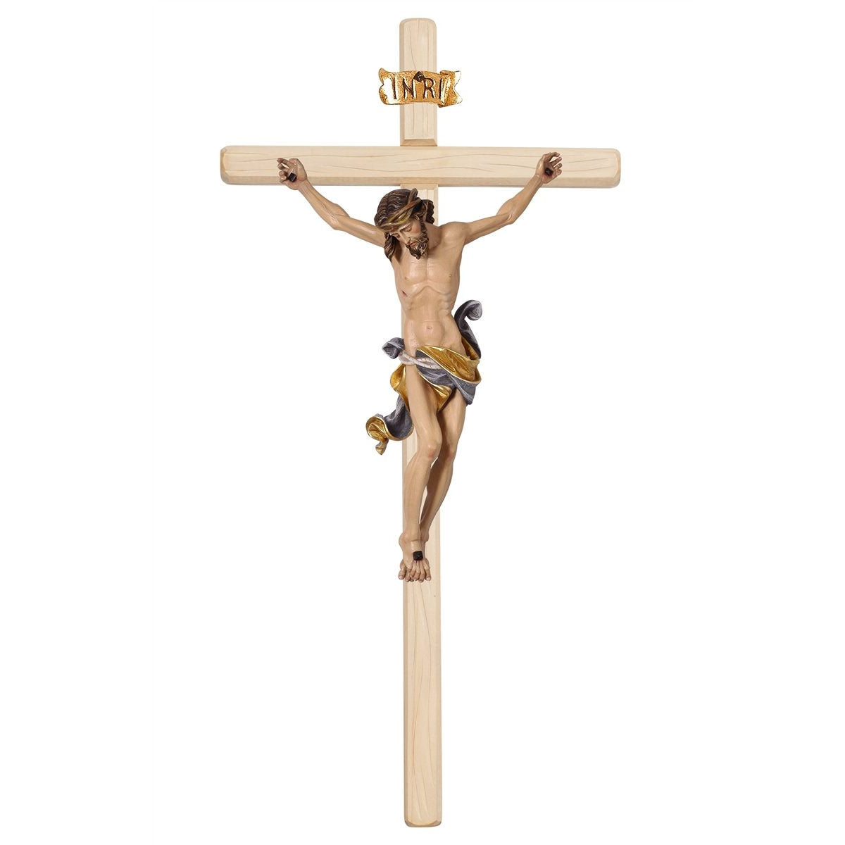 Woodcarved Crucifix | Leonardo | Light Stain Cross